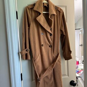 Tan corduroy trench coat, Large never worn.